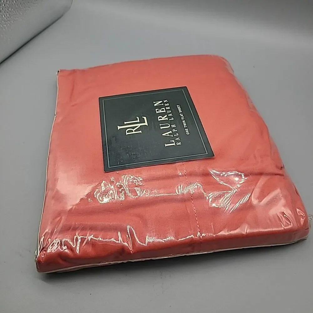 LAUREN Ralph Lauren  Twin Flat Sheet 250 100% Cotton  Melon New